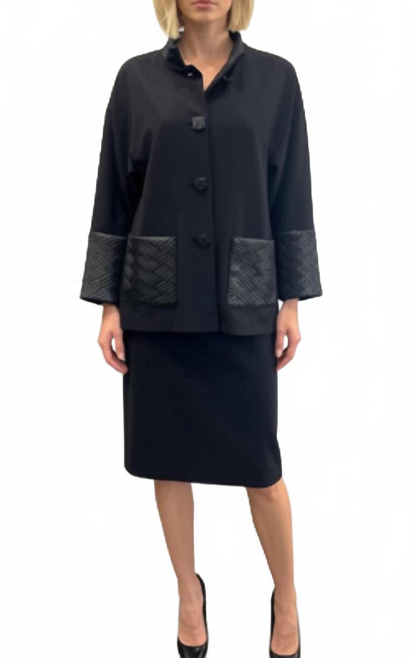 NEW FRANK LYMAN quilted suit and skirt set in black